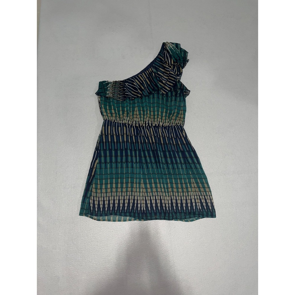 Eyelash Couture One Shoulder Ruffle Mini Dress Womens Large Multicolor Geometric